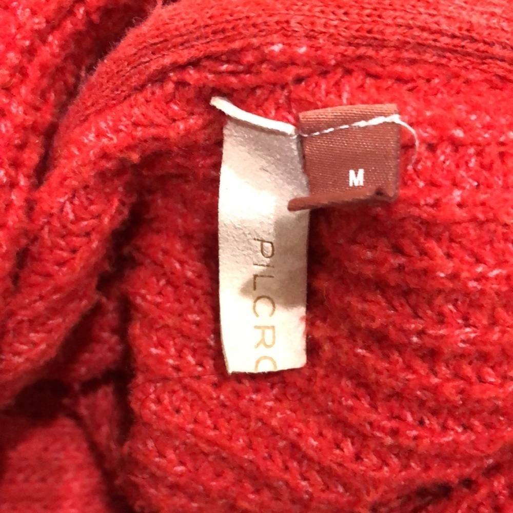 Anthropologie Pilcro Sweater Size Medium Vermillion Red Orange Ribbed Pullover - Picture 7 of 12